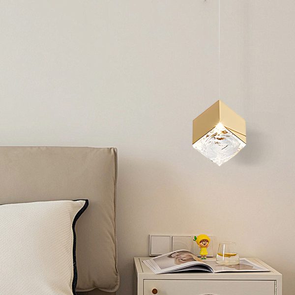 1/3/6/9-Light Multi Glass Ice Cube Metallic Staircase Chandelier in Gold/Chrome - Image 2