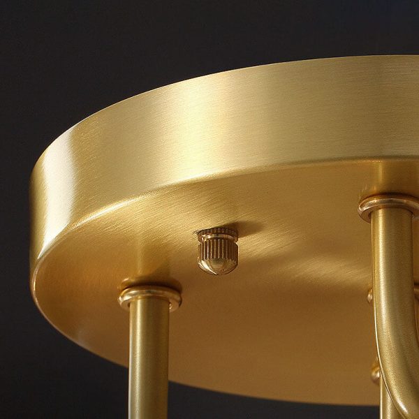 Mid-Century Modern Round Copper Crystal Glass 5-Light Semi-Flush Mount Ceiling Light - Image 6