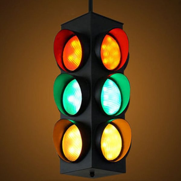Retro Industrial Traffic Light Iron Glass LED Pendant Light - Image 17