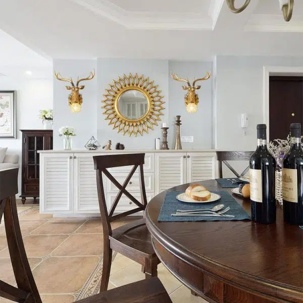 European Retro Deer Head Resin 1-Light Wall Sconce Lamp - Image 7