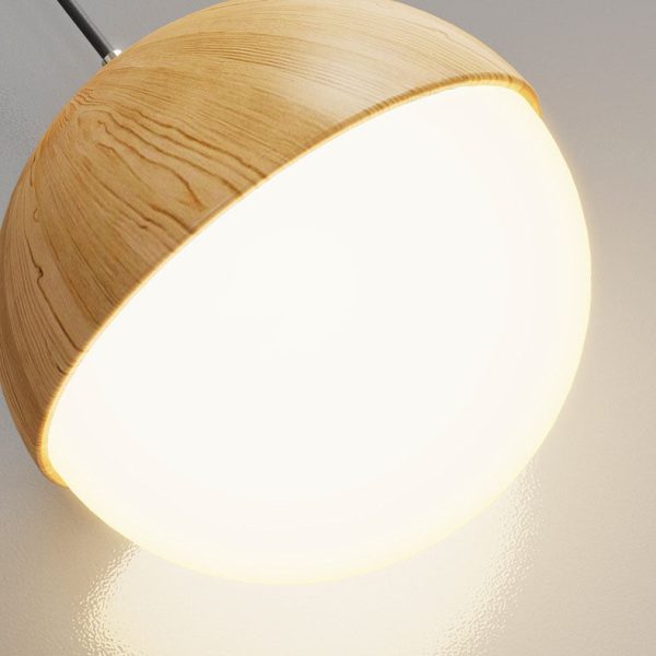 Japanese Wood Grain Round Oval Iron 1-Light Pendant Light - Image 11