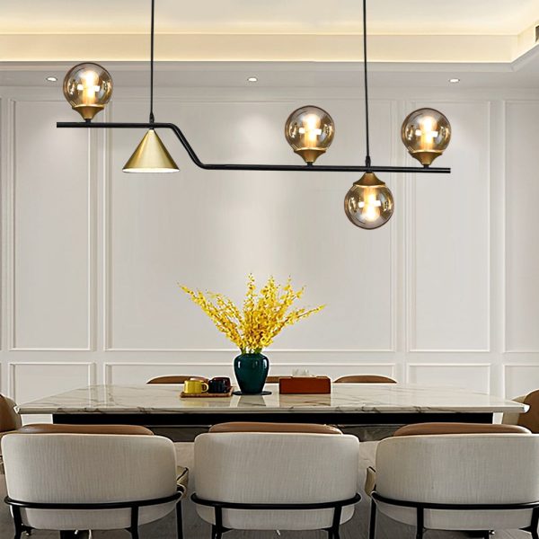 Strip Cone Glass Bubbles LED Iron Electroplating Nordic Chandelier - Image 7