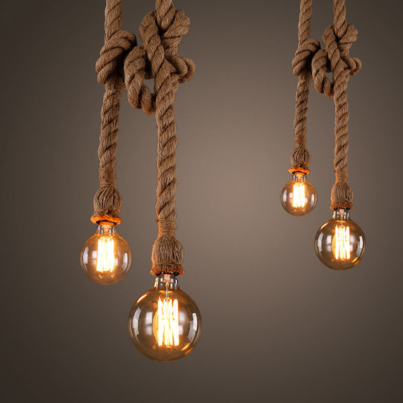 18016767808-738702400.jpg Industrial Hemp Rope Hanging 1/2-Light Pendant Light - Image 1