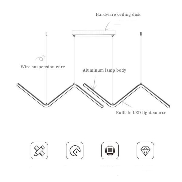 Minimalist Line 2-Light N Shaped LED Pendant Light - Image 12