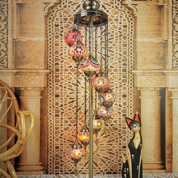 Retro Turkish Moroccan Globe 9-Light Standing Floor Lamp - Image 21