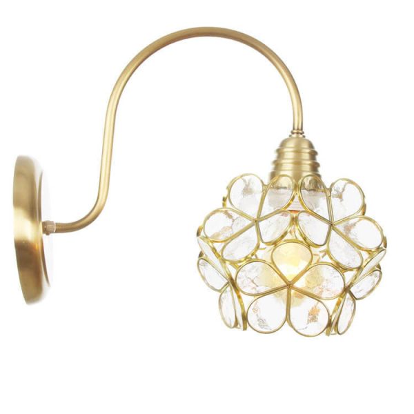 European Tiffany Vintage Brass Glass 1-Light Wall Sconce Lamp - Image 14