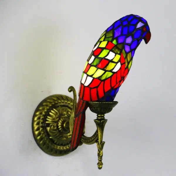 Tiffany Vintage Parrot Stained Glass 1-Light Wall Sconce Lamp - Image 13