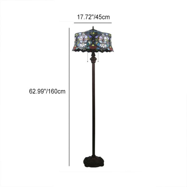 Traditional Tiffany Lily Stained Glass Yurt Shape 2-Light Standing Floor Lamp For Study - Image 4