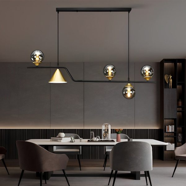 Strip Cone Glass Bubbles LED Iron Electroplating Nordic Chandelier - Image 8