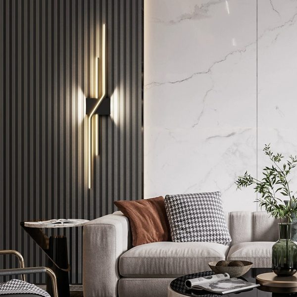 Modern Minimalist Aluminum Geometric Long Straight Line LED Wall Sconce Lamp For Living Room - Image 8