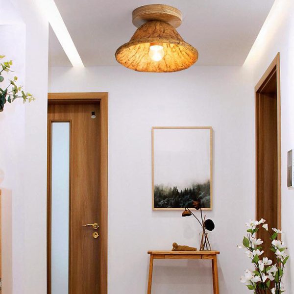 Japanese Wabi-sabi Lotus Leaf Resin 1-Light Semi-Flush Mount Ceiling Light - Image 25