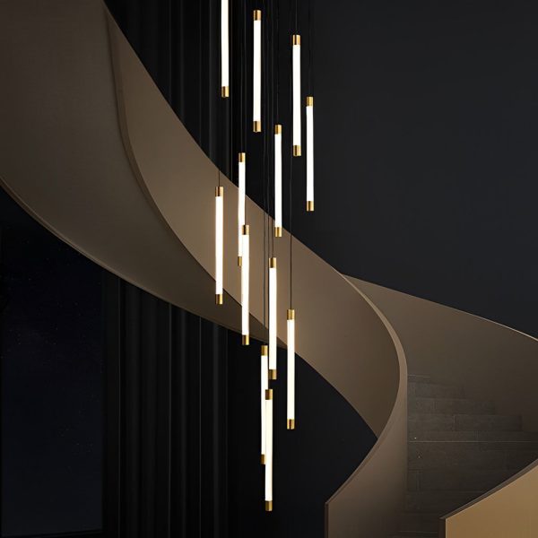 Spiral Creative Long Strip LED Modern Duplex Staircase Chandelier Light - Image 5