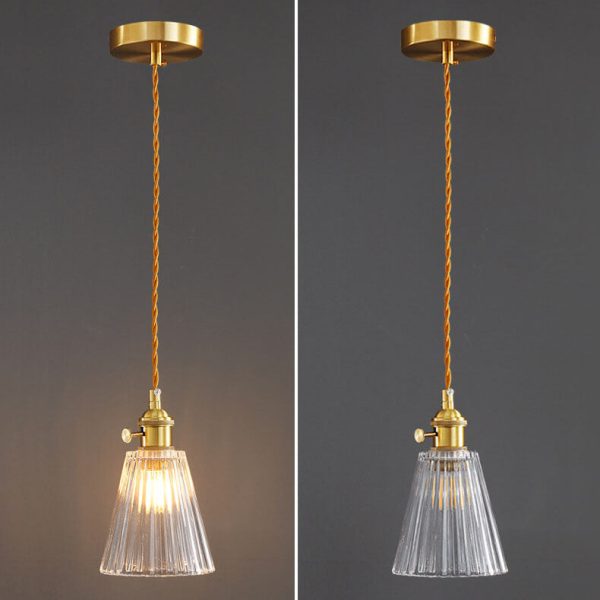 Modern Luxury Glass Bell Shade Brass 1-Light Pendant Light - Image 21