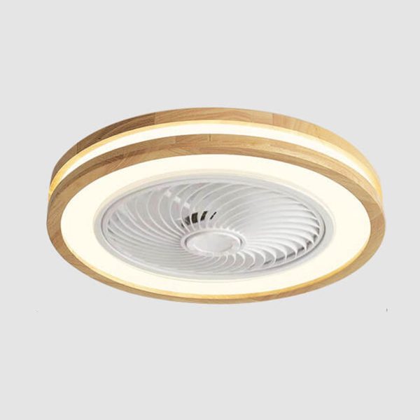Modern Minimalist Wood Geometric LED Flush Mount Ceiling Fan Light - Image 4