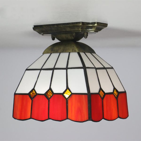 Tiffany Stained Glass Dome 1-Light Semi-Flush Mount Ceiling Light - Image 17