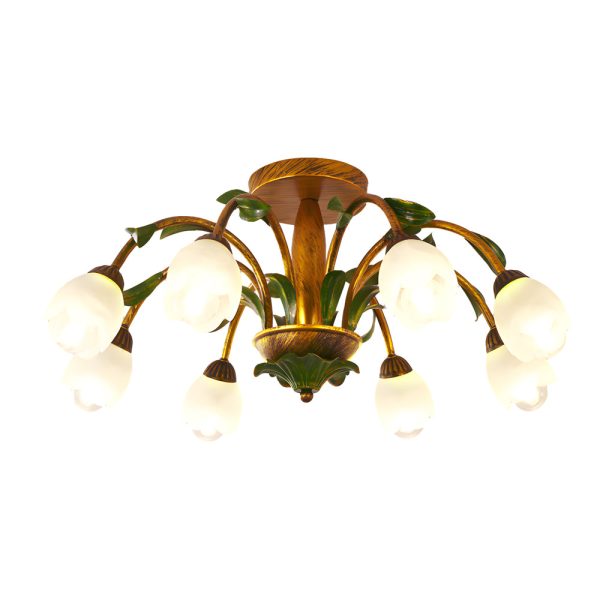 Pastoral Creative Flowers 3 Step Dimming American Style Ceiling Light Fixture - Image 11