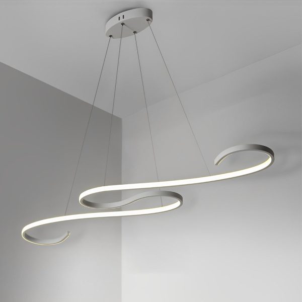 Creative Wavy Lines Stepless Dimming LED White Minimalist Chandeliers - Image 7