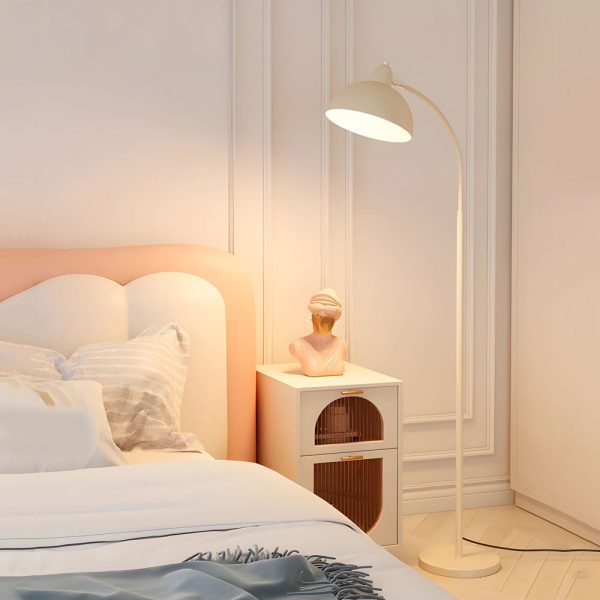 White Task Chrome Arc Floor Lamp with Dome Shade - Image 2