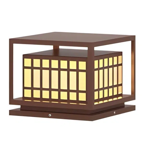 Square LED Waterproof Brown Modern Outdoor Deck Post Lights Pillar Light - Image 9