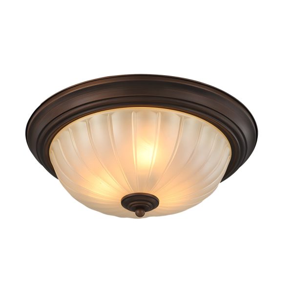 Round Glass Shade Iron Simple American Style Bedroom Ceiling Light Fixture - Image 8