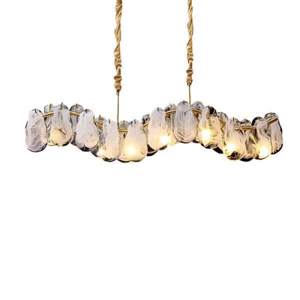 Round Long Wave Glass Clouds 3 Step Dimming Luxury French Style Chandelier - Image 8