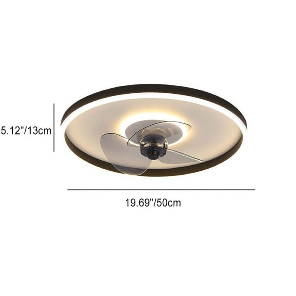 Nordic Minimalist Round Invisible LED Flush Mount Ceiling Fan Light - Image 13