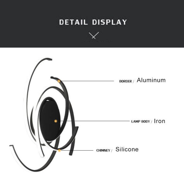 Minimalist Creative Circle Strip Aluminum Semi-Flush Mount Ceiling Light - Image 7