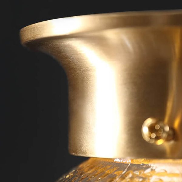 Vintage Copper Glass Round 1-Light Semi-Flush Mount Ceiling Light - Image 11