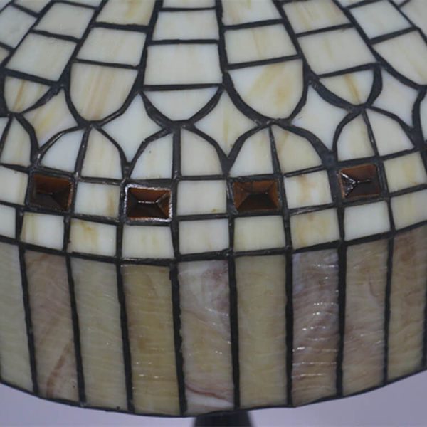 European Tiffany Yellow Baroque Glass 1-Light Table Lamp - Image 8
