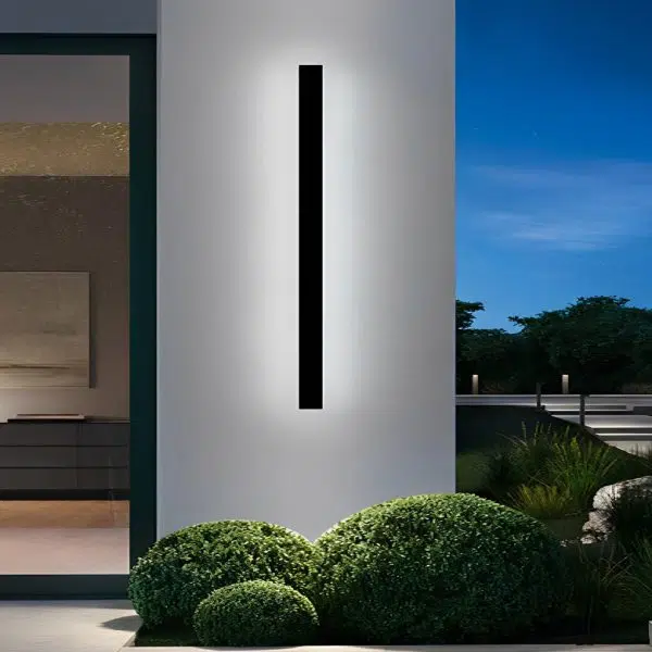 Minimalist Long Strip LED Waterproof Black Modern Solar Wall Sconce Lighting - Image 3