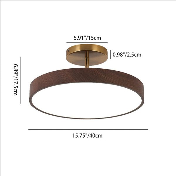 Japanese Wabi-sabi Minimalist Wood Grain Round LED Semi-Flush Mount Light - Image 7