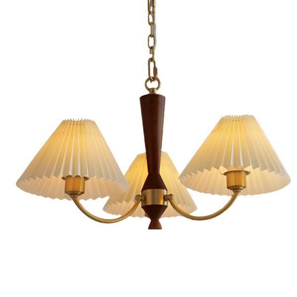 3 Lights Pleated Lampshade 12W LED Nordic Chandelier Pendant Light - Image 6