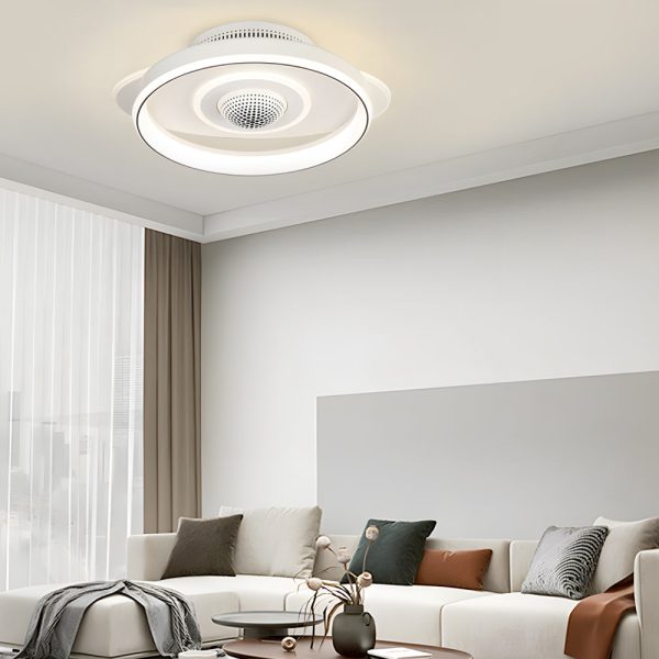 LED Smart Bladeless Ceiling Fan Round White Ceiling Fans with Dimmable Light - Image 2