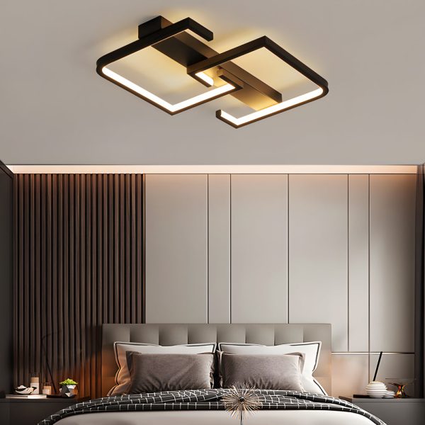 Simple Lines Square Frame 3 Step Dimming LED Black Modern Ceiling Lights - Image 4