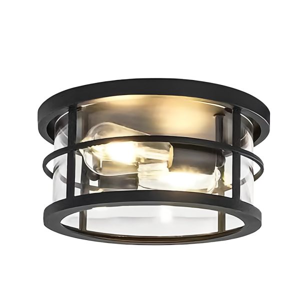 Round Square Waterproof Black Rustic Outdoor Light Ceiling Lighting - Image 5