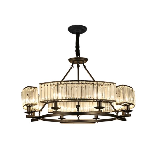 Round Metal Three Step Dimming Modern Rustic Crystal Chandelier Light - Image 10