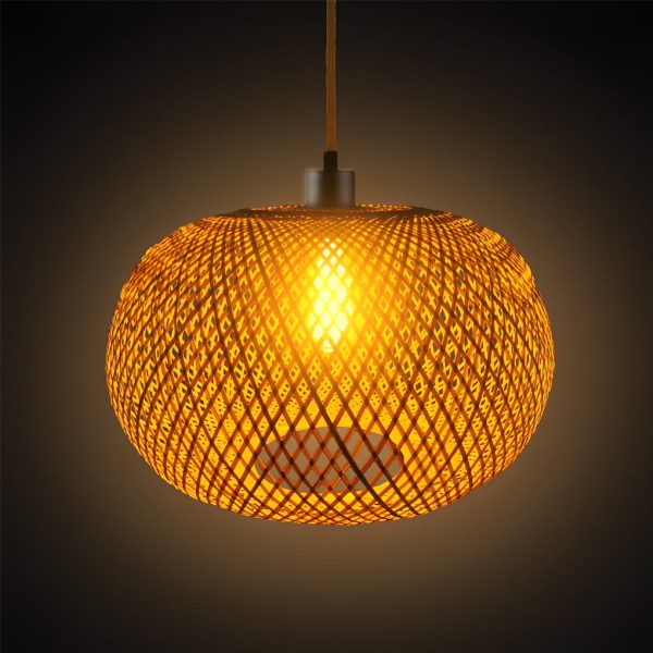 Round Creative Handmade Bamboo Rattan Modern Chandelier Pendant Lights - Image 5