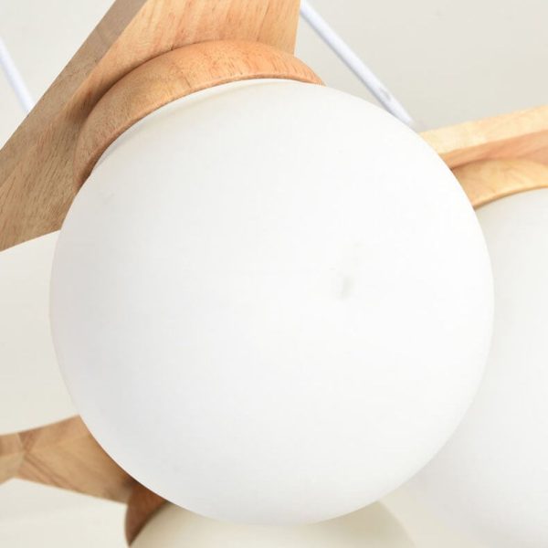 Modern Solid Wood Frosted Glass Ball 3/5 Light Chandelier - Image 9