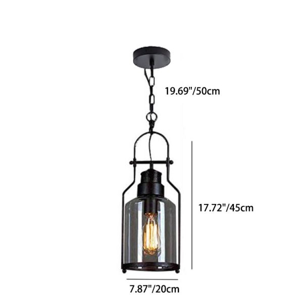 Industrial Vintage Iron Glass Jar 1-Light Pendant Light - Image 7