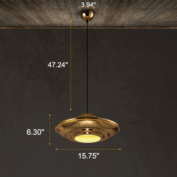 Industrial Vintage Iron Flying Saucer 1-Light Pendant Light - Image 9
