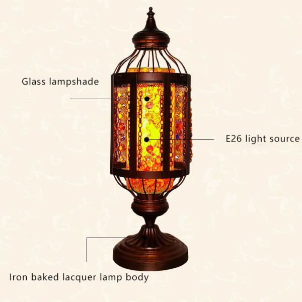 Vintage Turkish Stained Glass Lantern 1-Light Table Lamp - Image 4
