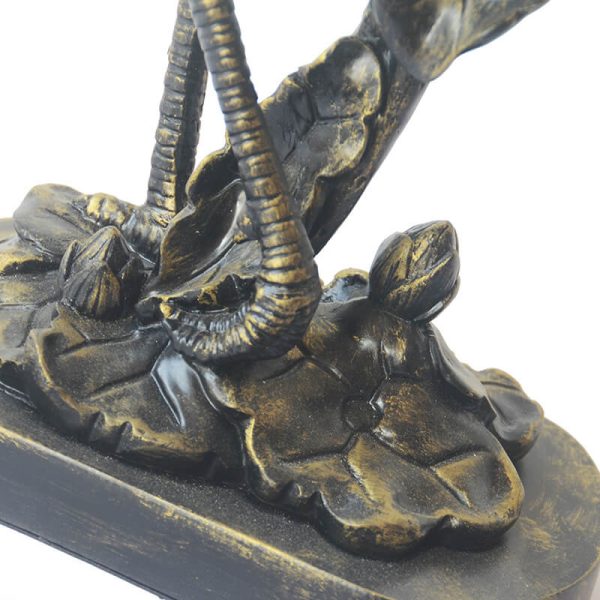 Vintage Tiffany Crane 1-Light Stained Glass Table Lamp - Image 4