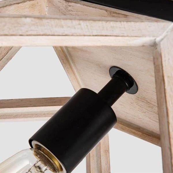 Vintage Aged Wooden Cage 1-Light Semi-Flush Mount Ceiling Light - Image 6