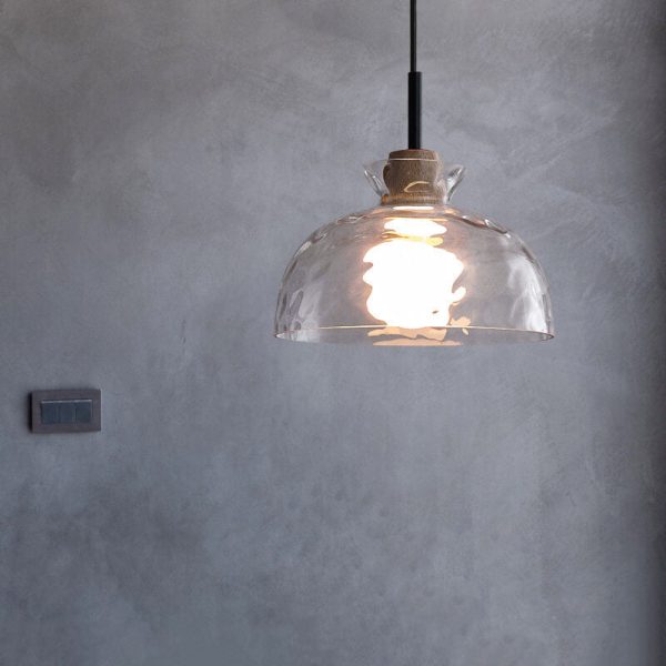 Nordic Clear Rippled Glass Shaded 1-Light Pendant Light - Image 15