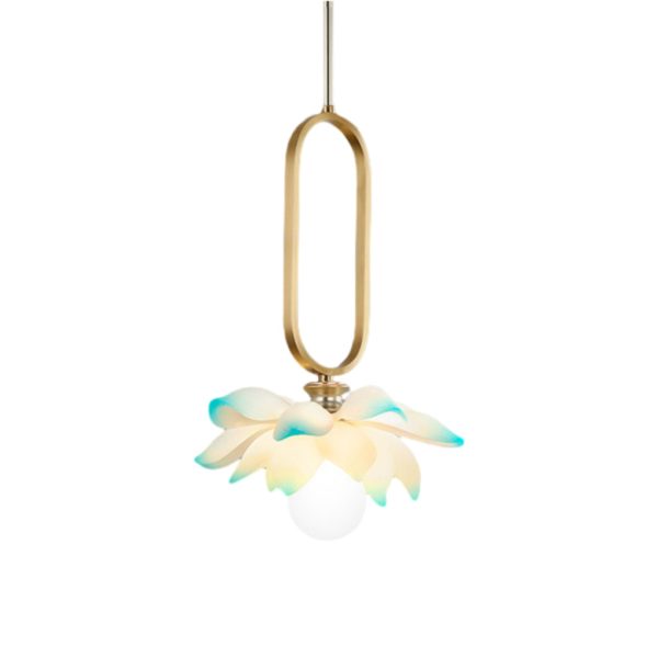 Creative Lotus Flowers Luminous Copper Oval Ring LED Modern Pendant Lights - Image 18