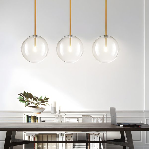 1-Light Clear Glass Globe Pendant Light Modern Hanging Lighting Fixture - Image 3