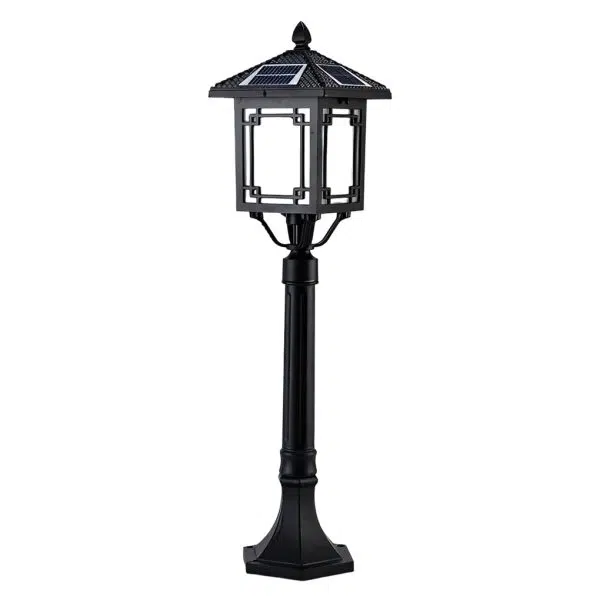 Ancient House Style Solar LED Post Light with 3-Step Dimming Durable Outdoor Lamp - Image 13