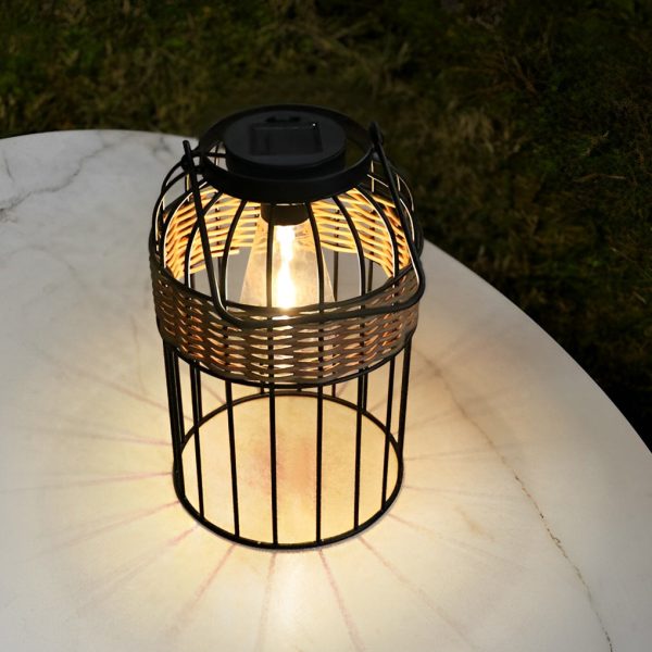 Portable Lantern Shape Rattan Waterproof Intelligent Solar Night Light - Image 4