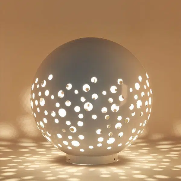 Waterproof Round Metal Hollow White Modern Outdoor Lanterns Lawn Lamp - Image 7