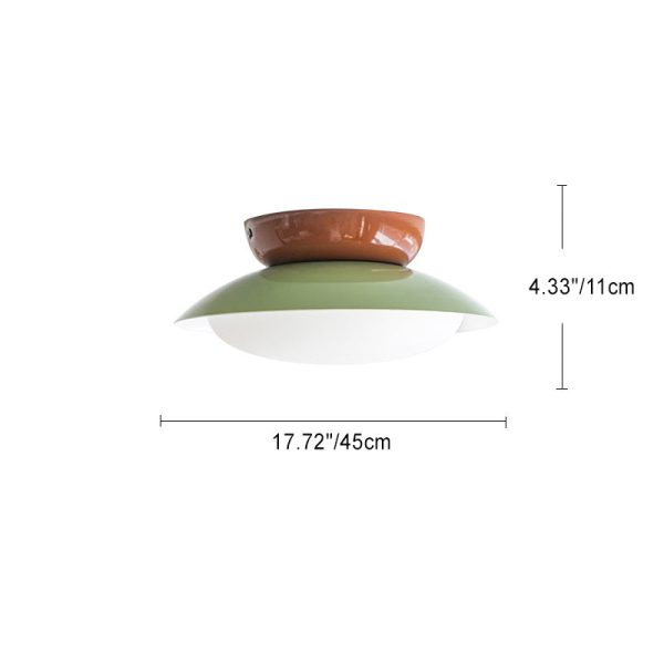 Contemporary Scandinavian Macaron Geometric Semicircle Shade LED Semi-Flush Mount Ceiling Light For Living Room - Image 5